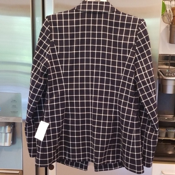 💕HALOGEN💕 Double Breasted Window Pane Plaid Check Blazer ~ Navy Blue S NWOT - Picture 8 of 14
